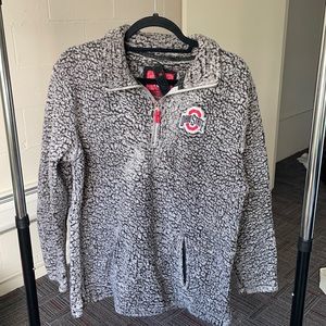 Ohio State gray Sherpa pullover fleece